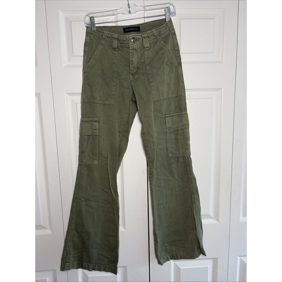 Aeropostale Pants - Aeropostale Low Rise Flare Utility Cargo Pants Womens Size 0 Olive Green Cotton